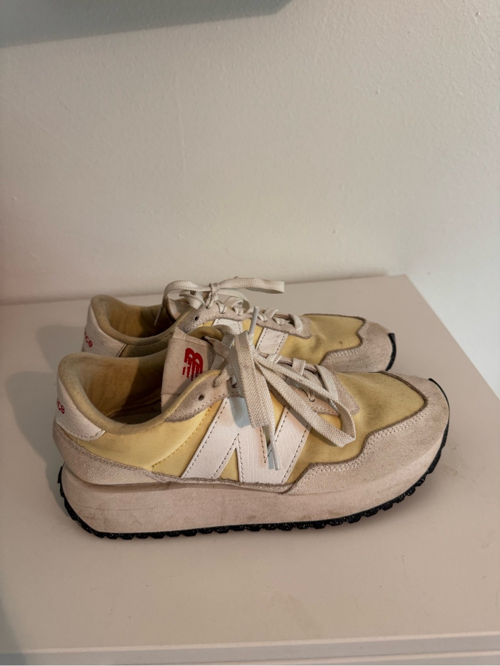New Balance Women's Yellow & White Platform Retro Runners